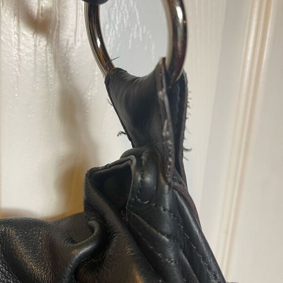 B Makowsky Hobo leather Black shoulder/ crossbody bag silver tone studs accents - Picture 13 of 13